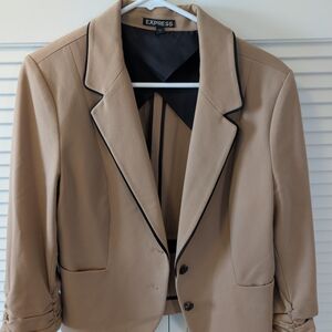 Express Tan Blazer with Black Piping